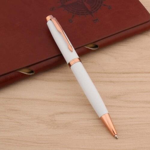 High Quality White Ball Point Pen Metal rose golden Ink Pens Stationery Office School Supplies Gift New