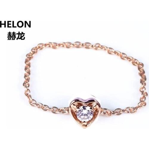 Solid 18k Rose Gold Women Natural Diamonds Ring Engagement Wedding Ring Heart Shape Anniversary Party Fine Jewelry