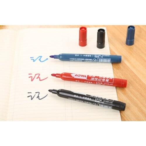 10pcs Office 14cm Length Black Blue Red Enrichment Plactic Marker Pen