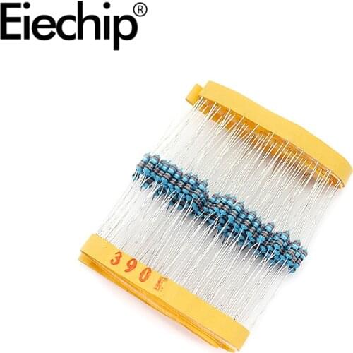 100pcs/lot 1/4W 1% Metal film resistor 0.25W resistance 390K ohm Throught Hole