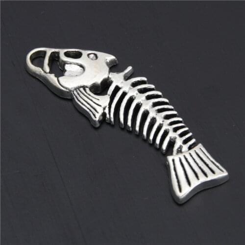 2pcs Silver Color Big Fish Bone Pendant For Necklace Fishbone Charms Beach Accessorise Ocean Jewelry A2929