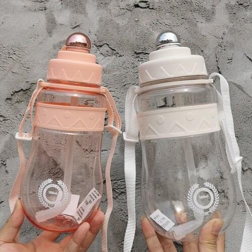 2021 New Sport Drinking Water Bottle with Straw BPA Free Plastic Water Drinking Cup for Water Leak-proof Transparent Drinkware