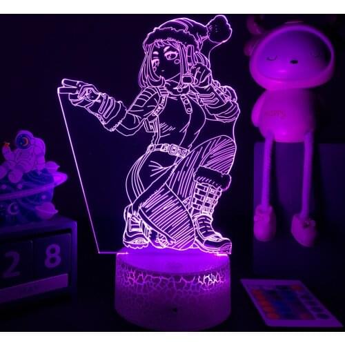 3D Anime Lamp My Hero Academia Ochako Uraraka Figure Bedside Lamp for Bedroom Decor Child Kids Birthday Gift Uraraka Lamp