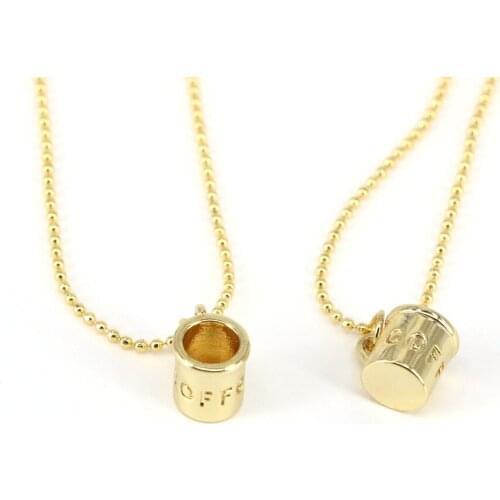 5PCS, Tiny Cup Charm Necklace, Gold Coffee Cup Necklace,Bridesmaid Gift, Dainty Bottle Necklace, Birthday Gift