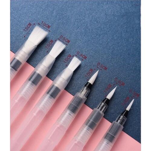 6 PCS Refillable Paint Brush Water Color Brush Soft Watercolor Brush Ink Pen for Painting Calligraph Drawing Art Supplies