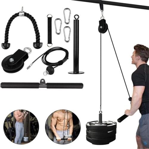 9pcs/set Lifting Pulley Cable System Machine Set Gym Fitness Equipment Accessories for Shoulder Forearm Muscle Strength Training