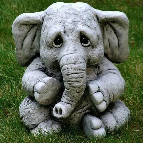 Simulation Elephant Statue Resin Crafts Ornaments for Garden View Courtyard Decoration A1