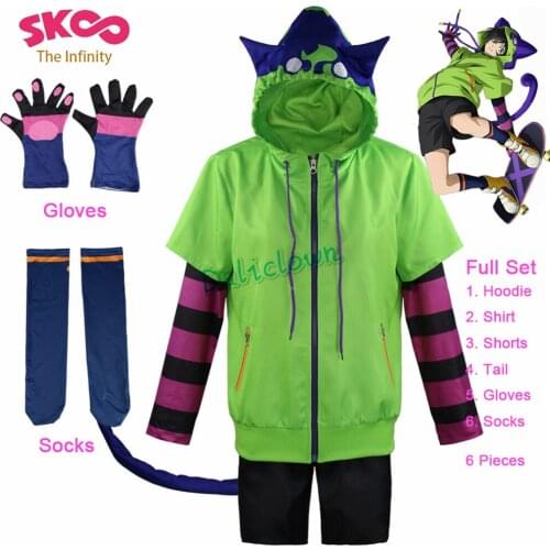 SK8 the Infinity Anime Miya Chinen Cosplay Hooded Zipper Costume Hoodie Jacket Shorts Tail Halloween Party Outfits SK Eight Suit