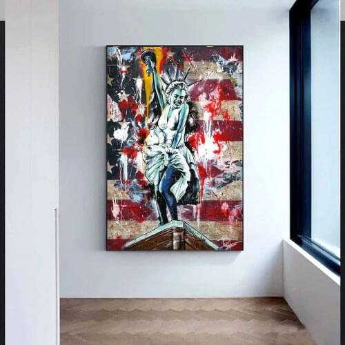 Creativity Statue of Liberty Monroe Canvas Painting Street Graffiti Art Posters and Print Nordic Wall Art Picture for Home Decor