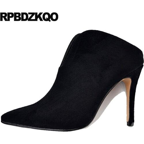 Ladies Extreme Pumps Pointed Toe Big Size Ultra Catwalk High Heels Suede Scarpin Mules Slipper 3 Inch Italian Ankle Boots Shoes