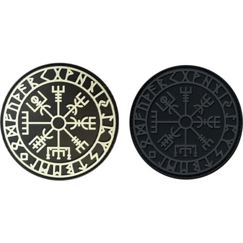 Viking Runavin Odin Logo Norse Compass Luminous PVC Patch Tactical Armband Rubber Velcro For Denim Clothes Bag Stickers Badges