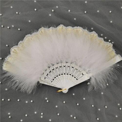 Lolita Feather Folding Fan Japanese Sweet Fairy Girl Dark Gothic Court Dance Hand Fan Art Craft Gift Wedding Party Decoration