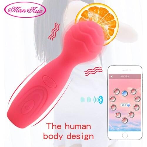 Man Nuo Smart Phone APP Control Magic Cordless AV Wand Massager Rechargeable Vibrator Masturbator G Spot Stimulator Vibe Sex Toy