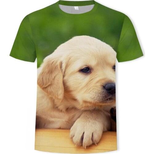 2021 fashion new animal world gentle dog 3D printing mens trend short-sleeved T-shirt pattern clothing