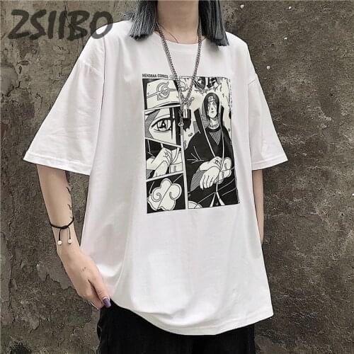 Mens tshirt Unisex Akatsuki Harajuku Retro Japanese Anime Print Oversize T Shirt Male Streetwear Hip Hop T-Shirt Cartoon Tops