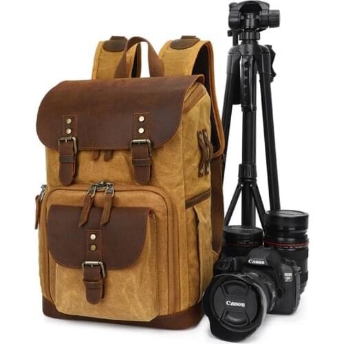 Newest Batik Canvas Waterproof Camera Bag Vintage ag Outdoor Wear-resistant Large Camera Photo Backpack Men for Nikon/Canon/Sony
