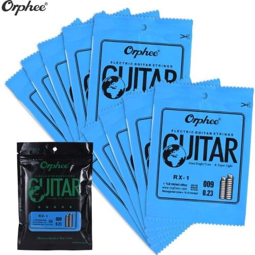Orphee RX-1 Single Guitar String for Electric Guitar 1st E/ 2nd B/ 3rd G-String (.009) 10-Pack Nickel Alloy Super Light Tension
