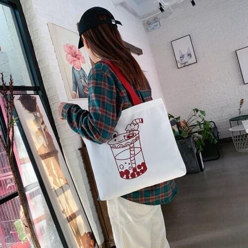 Simple large-capacity shopping bags printing cartoon female bag wild fashion one-shoulder handbag