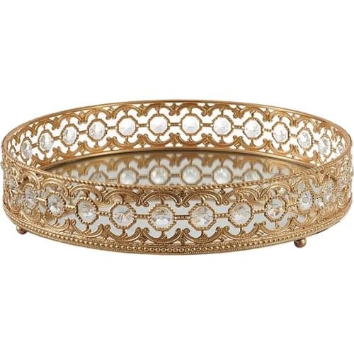 Crystal Cosmetic Vanity Tray Decorative Jewelry Organizer Tray for Perfume, Trinket, Makeup Display Dresser Home Decor