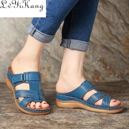 2019 Summer Women Flat Sandals Buckle Strap Ladies Slides Comfortable Home Beach Slip on Wedges Shoes Woman Plus Female Slippers