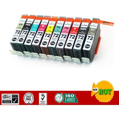 10 colors compatible ink cartridge suit for PGI72 , PGI-72 suit for Canon Pixma Pro 10 , Full ink ,with Chips