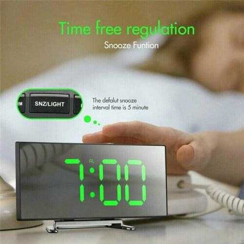 1Pc LED Mirror Digital Electronic Alarm Clock Noiseless Design Digital Large Display Mirror Wall Art Home Living Room Decor
