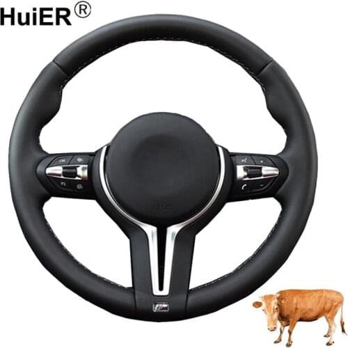 Hand Sewing Car Steering Wheel Cover Top Cow Leather For BMW F87 M2 F80 M3 F82 M4 M5 F12 F13 M6 X5 M F86 X6 M F33 F30 M Sport