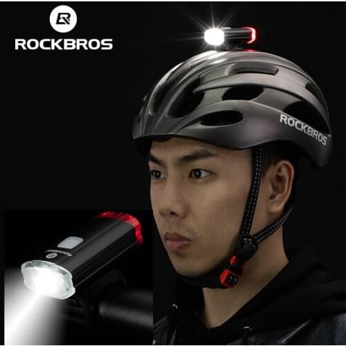 ROCKBROS Bike Light 2 In 1Integrates Both Bicycle Headlight and Safety Light USB Rechargeable MTB Helmet Front Handlebar Light