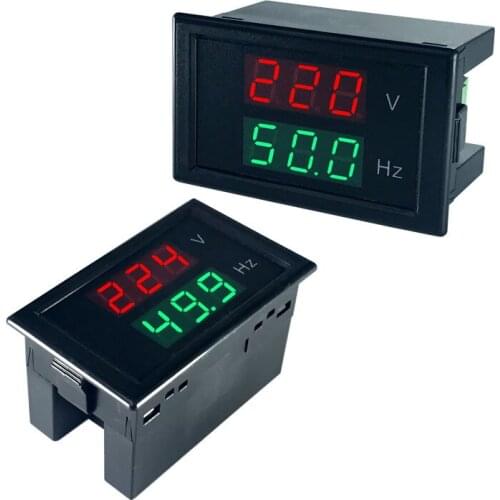 AC voltmeter frequency Digital LED dual display voltage meter AC 80-300V 110V 220V POWER 45HZ-65Hz Car Generator