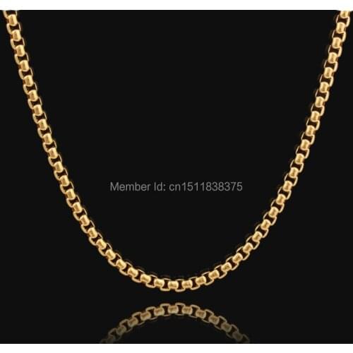 High Quality . Gold Color Necklace Men Women New Trendy 55CM 45CM Chains Necklaces Free Shipping Link Chain Necklaces