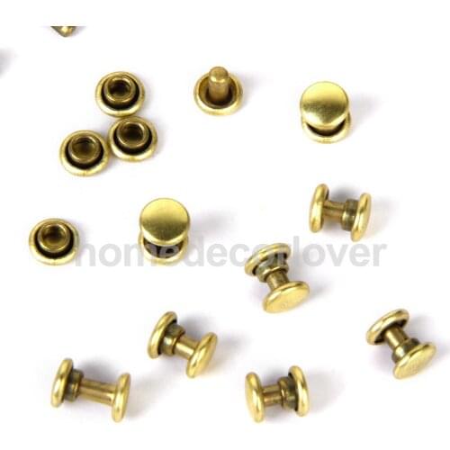 50pcs Golden Round DOUBLE CAP Copper Rivets Studs 6x7mm For Jeans Pants Clothing