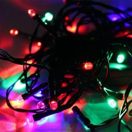 Green Wired 100 Bulb Led Light Mixed Color 10Metre christmas decorations рождественские украшения