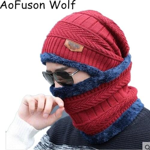 Winter Mask Neck Warmer Cap Knitted Skiing Bibs Hat Snow Sport Snowmobile Men Ladies Beanie Skullies Beanies Thicken Scarf Mask