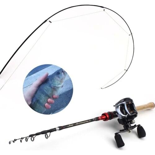 1.8M ul fishing rod Carbon Fiber Casting Rod and Baitcasting Reel set Portable telescopic pole Fishing Tackle Lure Weight 1-7g