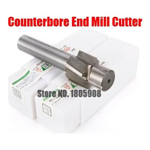 1pcs 4 Flute M3-M18 AL HSS Counterbore End Mill ,metric Endmill sink holes drilling head milling cutter (M3/4/5/6/8/10/12/14/16)