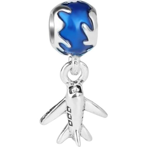 1Pcs New Cute Airplane Pendant DIY Beads Suitable for Original Pandora Charm Bracelet Ladies Jewelry Making Gifts