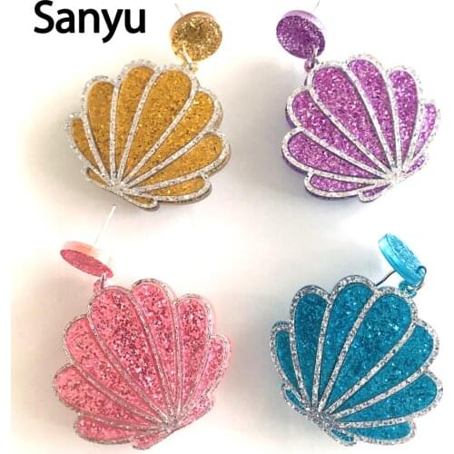 Acyrlic Colorful Shell Glitter Powder Fashion Dangle Earrings Chic Exaggerated Cool Simple Acrylic Drop Earrings for Women Girl