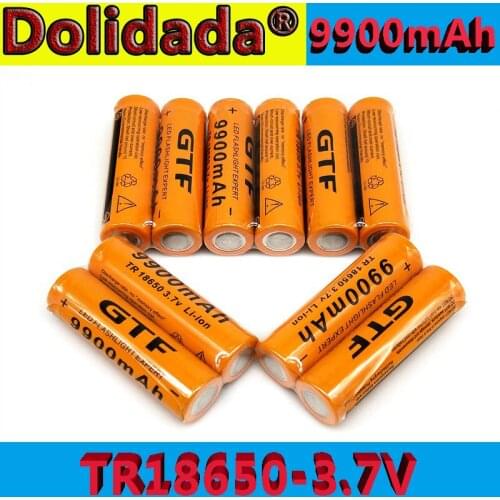 Dolidada 18650 battery GTF 18650 Battery li-ion Battery 3.7V 9900mAh Rechargeable Battery for flashlight battery(orange)
