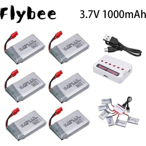 3.7V 1000mAh 102542 Lipo Battery for Syma X5HC X5HW X5UW X5UC RC Quadcopter Battery with Charger Drone Spare Part