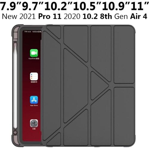 Case For 2020 iPad 10.2 8th Mini 5 2021 Pro 11 10.5 Air 3 4 Smart Cover With Pencil Holder iPad 2018 2017 9.7 5th 6th Generation