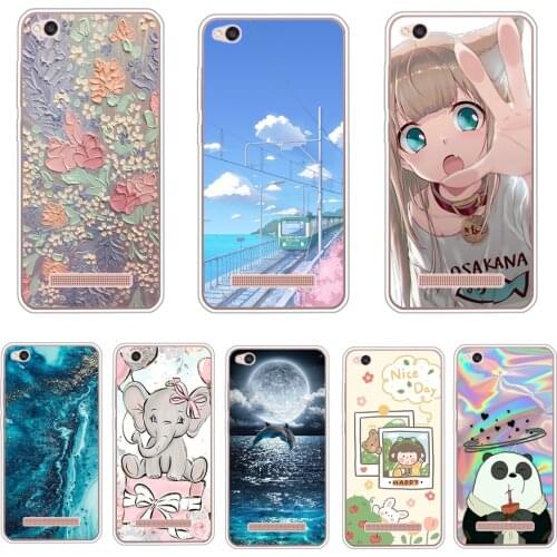 TPU Phone Case For xiaomi Redmi 4A Soft Silicone Painting Case for Redmi 4A Hongmi 4a 5.0 inch full protective coque flower
