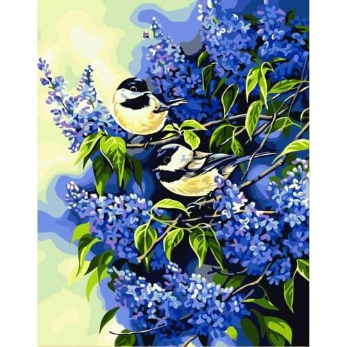 DIY 40X50 Oil Painting By Numbers Branch bird paint by numbers On Canvas Home Decor Digital Painting chrismas
