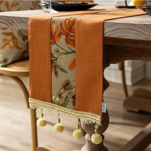 Home Orange Table Runner Autumn Printed Decoration Coffee Table Long Table Runner Luxury Sideboard Shoe Cabinet Cover Cloth