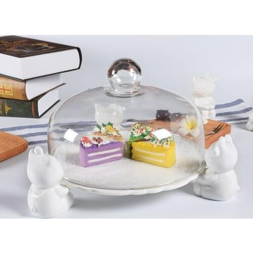 European Style Creative Tall Animal Ceramic Fruit Plate Cake Tray Table Decoration Hotel Service Tray Dessert Afternoon Tea Tray