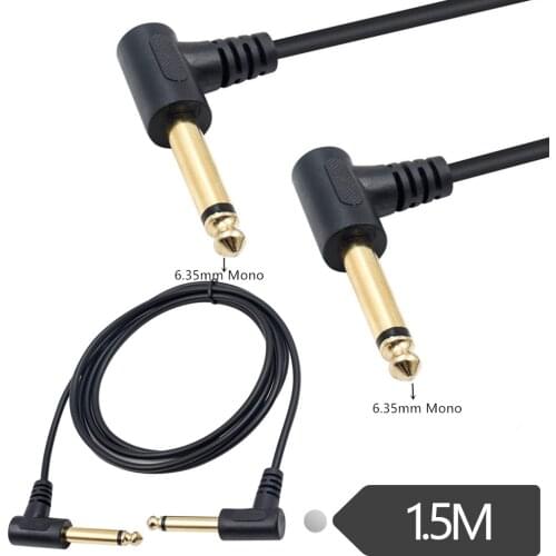 ERE 1/4 Male Cable, 6.35mm 90 Degree Right Angled Male to Male Jack Guitar Instrument TS Mono Cable for Electric Guitar, Bass