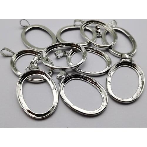 Copper Silver Plated Pendant Settings Without Stone For Stone 22x30 MM Jewelry For Woman Gift Making (10 pcs/lot) Z099
