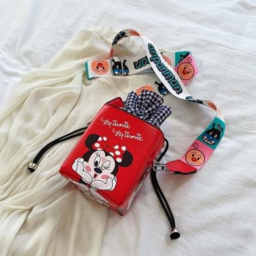 Fashion Creative Bucket Bag Cute Shoulder Bag Cross Body Bag Disney Cartoon Print Messenger Bag Girl New Style Crossbody Bag