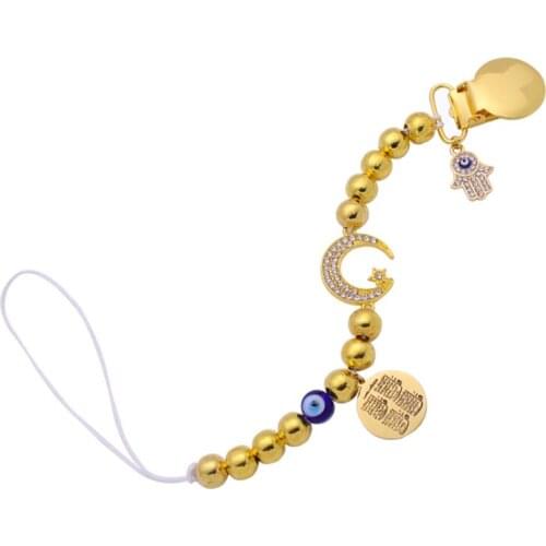 Islam Quran four Qul suras Baby Pacifier Clip Muslim Boy Girl hamsa hand of fatima Clip