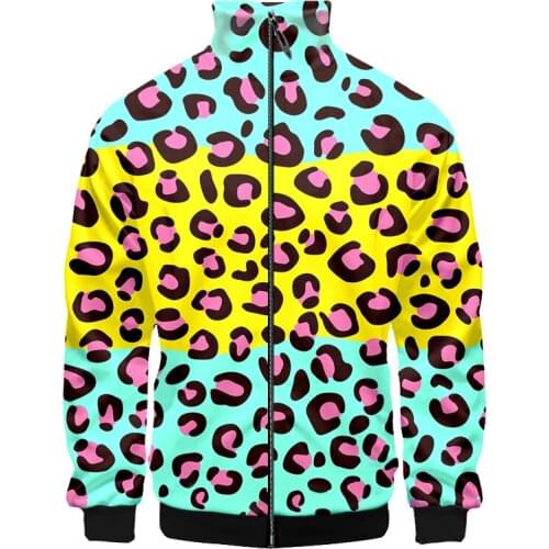UJWI 3D Stand Collar Pattern Colored Spots Men Oversize Women Zipper Large Size Jackets Long Sleeve Zip Up 3D Sweatshirt Tops