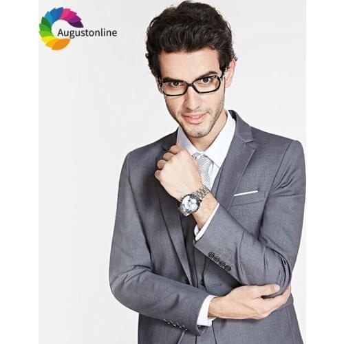 Custom Made Grey Men Suits Burgundy Wedding Suits for Men Slim Fit Groom Tuxedos 3Piece Groomsmen Blazer Jacket Terno Masculino